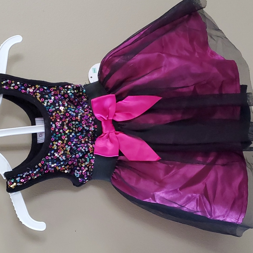 2/$15- Piper Girls Black and Fuchsia Sequin Party Dress